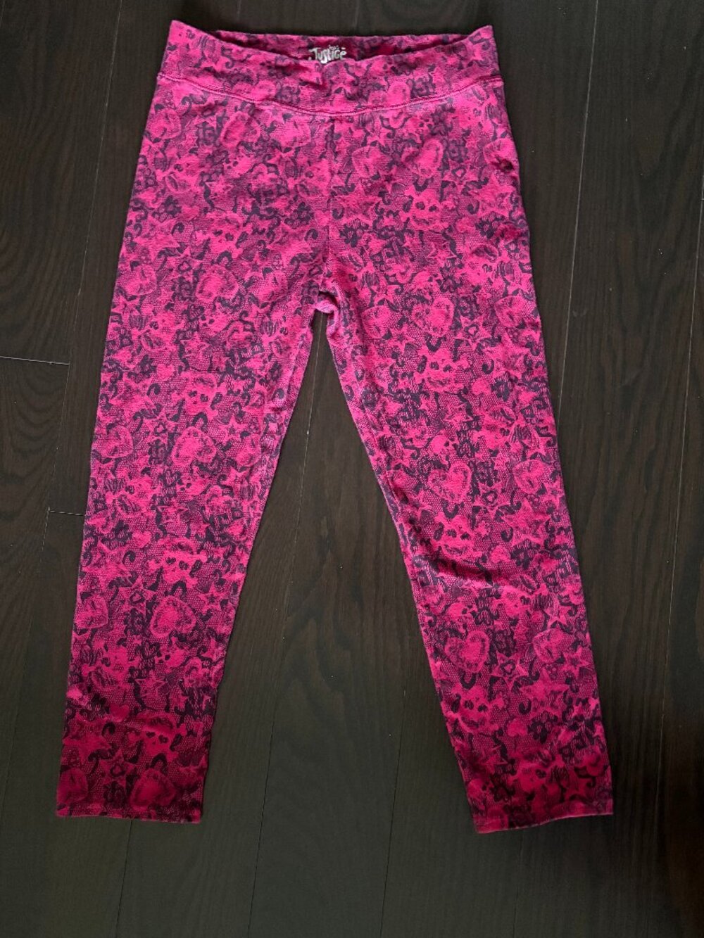 ¾ Length Pink and Black Designed Tights from Justice